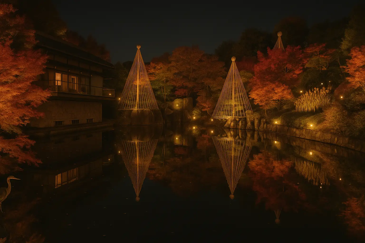 都心の真ん中で紅葉を楽しみたい！ 幻想的に夜の水面に映る美しい庭園の景観にうっとり♡（from目白）